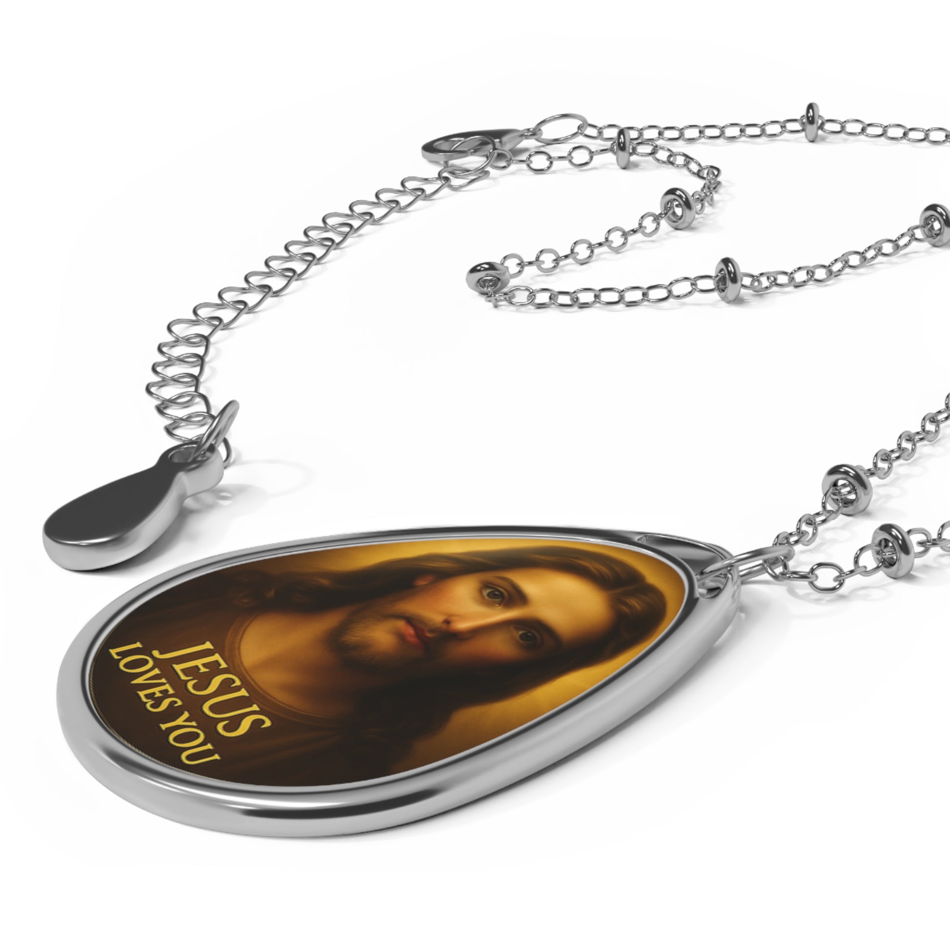 Faith-Inspired Oval Necklace with Jesus Christ Design, Christian Jewelry, Religious Gift, Spiritual Accessory, Meaningful Keepsake